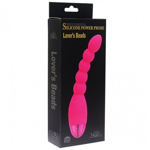 Перезаряжаемая анальная цепочка с вибрацией розовая