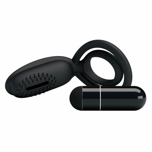 Двойное эрекционное кольцо с клиторальной вибро-щеточкой