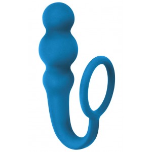 Анальная пробка с кольцом на пенис Spice it up Legend Aquamarine (иной угол)