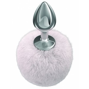 Анальная пробка с белым хвостиком Diamond Twinkle (иной угол)