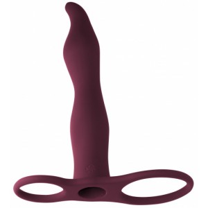 Вибронасадка для двойного проникновения Pure Passion Flirtini бордовая (иной угол)