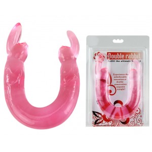 Двухголовый фаллоимитатор Double Rabbit розовый
