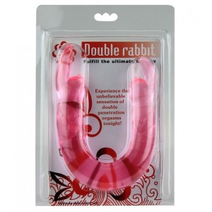 Двухголовый фаллоимитатор Double Rabbit розовый (иной угол)