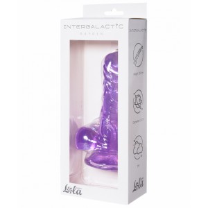 Прозрачный фаллоимитатор с мошонкой Intergalactic Oxygen Purple (иной угол)