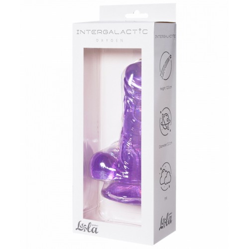 Прозрачный фаллоимитатор с мошонкой Intergalactic Oxygen Purple