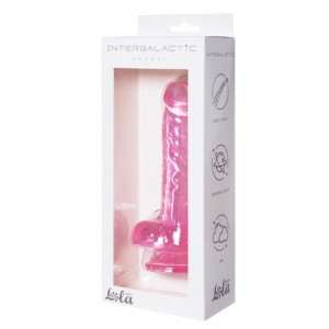 Прозрачный фаллос с мошонкой Intergalactic Rocket Pink (иной угол)