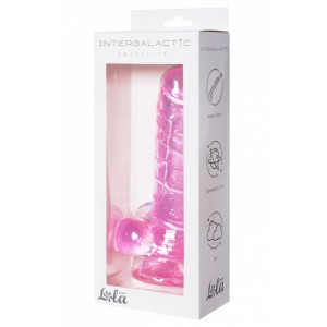 Прозрачный фаллос с мошонкой Intergalactic Satellite Pink (иной угол)