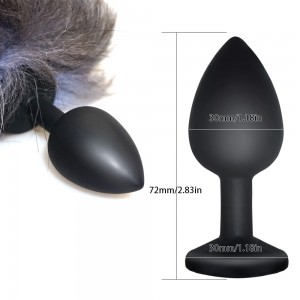 Силиконовая анальная пробка с хвостиком Серебристая Лиса (иной угол)