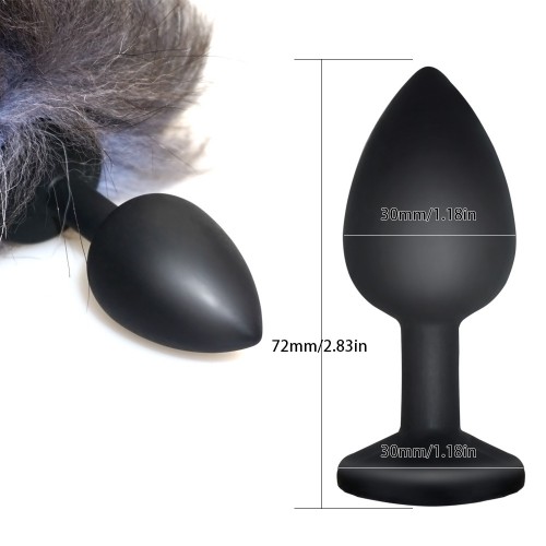 Силиконовая анальная пробка с хвостиком Серебристая Лиса