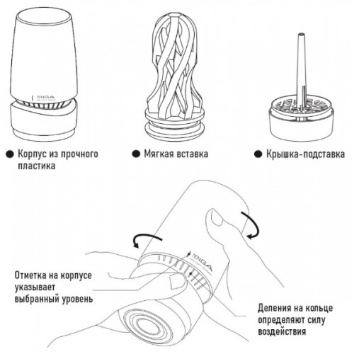 Мастурбатор с эффектом всасывания Tenga Aero Cobalt Ring