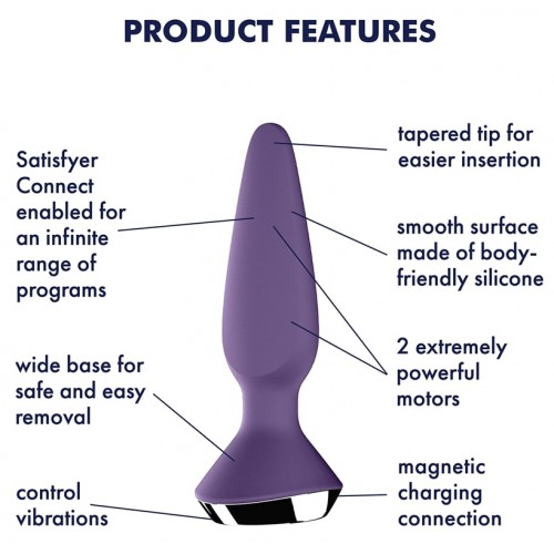 Анальный смарт-стимулятор с вибрацией Satisfyer Plug-ilicious 1 фиолетовый