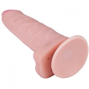 Реалистичный фаллос с маленькой мошонкой на присоске 14 см (иной угол)