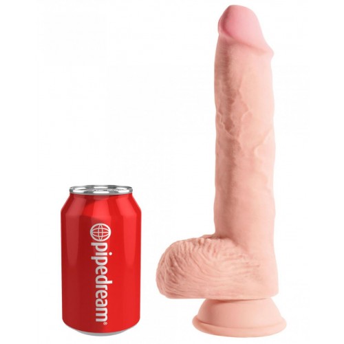 Большой фаллос с мошонкой на присоске King Cock Plus Triple Density 20 см