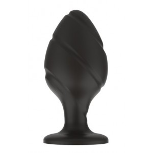 Черная силиконовая рельефная анальная пробка S (иной угол)