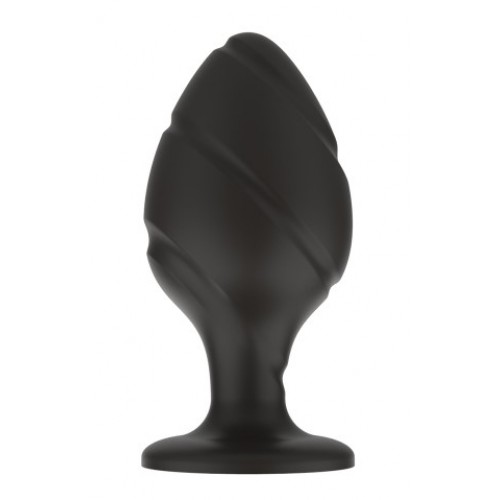 Черная силиконовая рельефная анальная пробка S