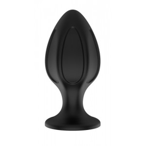 Черная силиконовая анальная пробка рельефная S (иной угол)