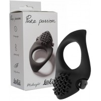 Эрекционное виброкольцо с клиторальным стимулятором Pure Passion Midnight черное