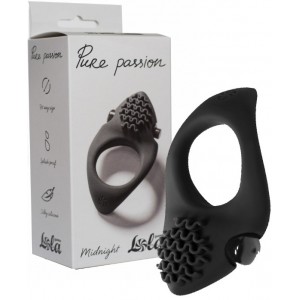 Эрекционное виброкольцо с клиторальным стимулятором Pure Passion Midnight черное
