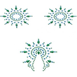 Пэстисы Breast & Pubic Jewelry зеленые и голубые Crystal Stiker 