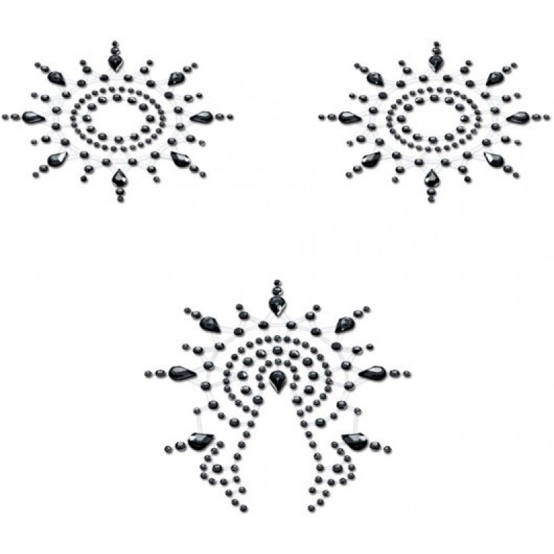 Пэстисы Breast & Pubic Jewelry черные Crystal Stiker 