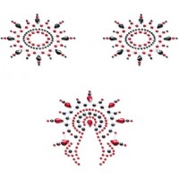 Пэстисы Breast & Pubic Jewelry черные и красные Crystal Stiker 