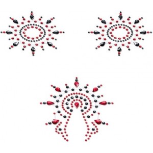 Пэстисы Breast & Pubic Jewelry черные и красные Crystal Stiker 