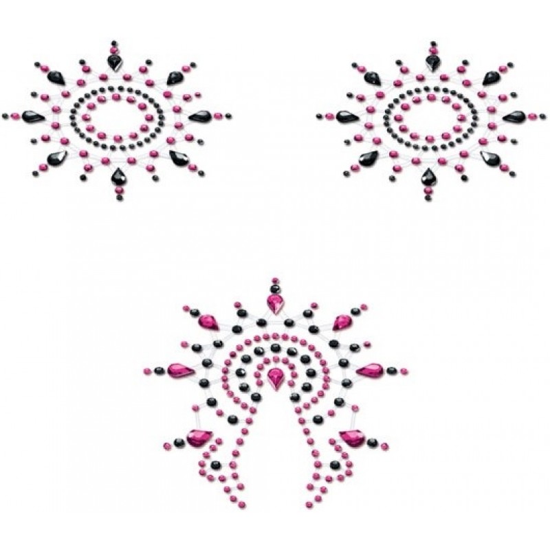 Пэстисы Breast & Pubic Jewelry черные и розовые Crystal Stiker 