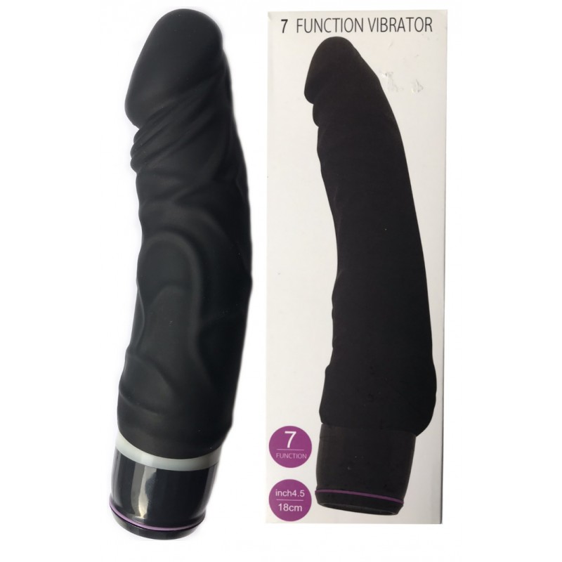 Реалистичный вибратор черного цвета 19 см