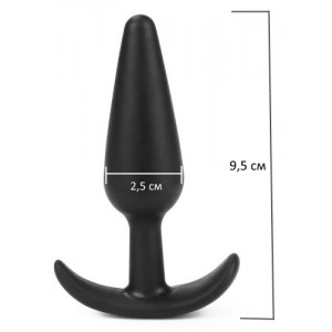 Черная силиконовая анальная пробка Medium (иной угол)