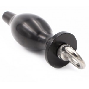 Черная металлическая анальная пробка с кольцом, размер S (иной угол)