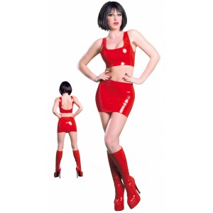 Красная мини-юбка из латекса L (иной угол)