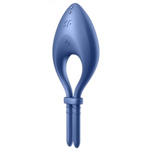 Эрекционное смарт-кольцо Satisfyer Bullseye синее (иной угол)