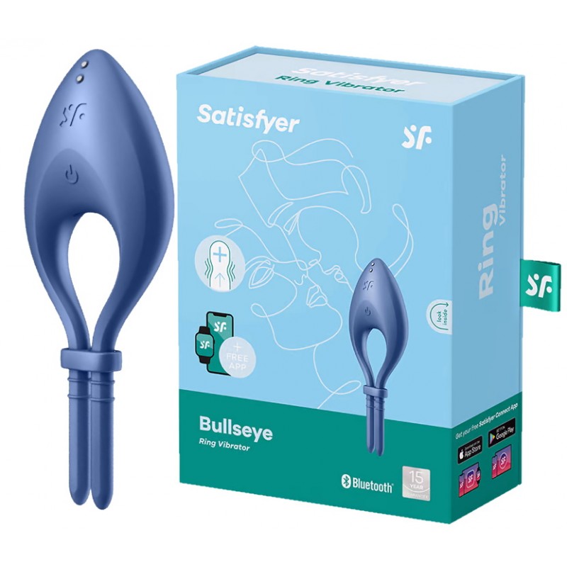 Эрекционное смарт-кольцо Satisfyer Bullseye синее