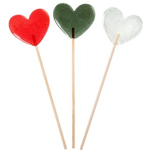 Карамельный леденец Сердечко красного цвета (иной угол)