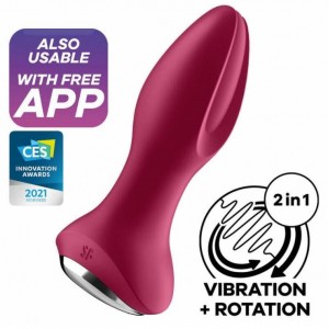 Анальный смарт-стимулятор с вибрацией и ротацией Satisfyer Rotator Plug 2+ фуксия (иной угол)