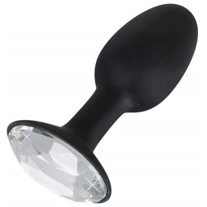 Черная силиконовая анальная пробка с кристаллом Diamond Silicone Plug