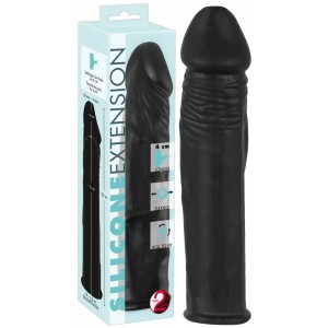 Силиконовая насадка на член черного цвета Silicone Extension