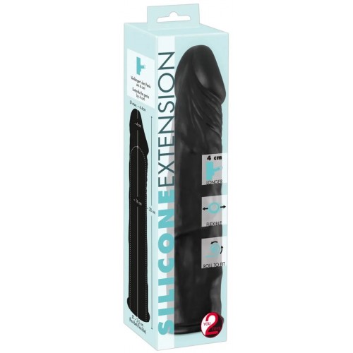 Силиконовая насадка на член черного цвета Silicone Extension