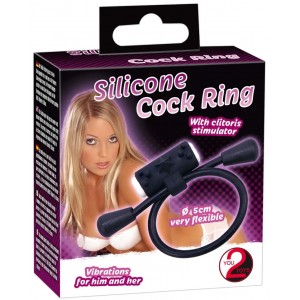 Лассо на пенис с клиторальным вибростимулятором Silicone Cock Ring (иной угол)