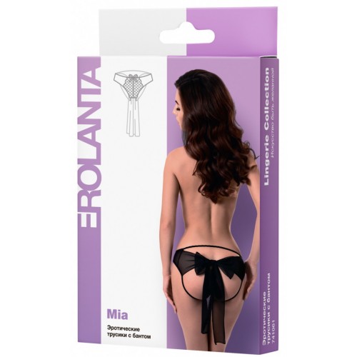 Эротические трусики черного цвета с бантом Erolanta Mia S