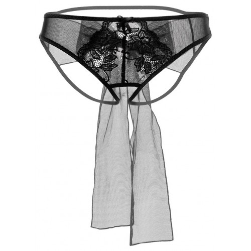 Эротические трусики черного цвета с бантом Erolanta Mia М