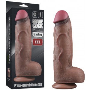 Темнокожий фаллос-гигант Dual Layered Silicone Cock XXL 31 см