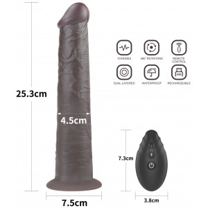 Вибратор-мулат с ротацией Dual Layered Silicone Rotator Black 25 см (иной угол)