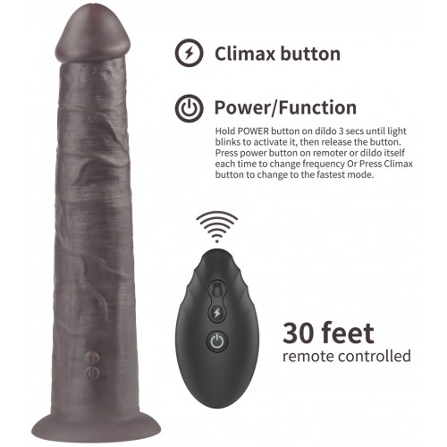 Вибратор-мулат с ротацией Dual Layered Silicone Rotator Black 25 см