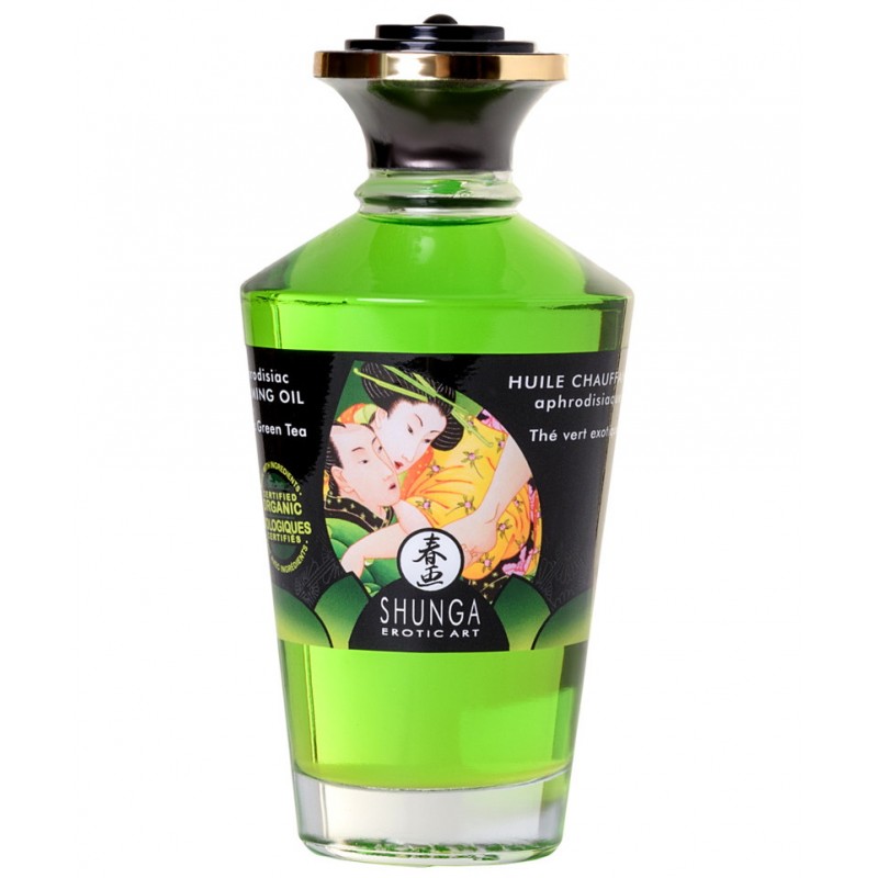 Разогревающее массажное масло c ароматом зеленого чая Shunga Exotic Green Tea 100 мл