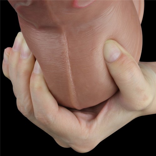 Суперширокий фаллос-мулат с мошонкой Lovetoy Silicone Cock 18 см