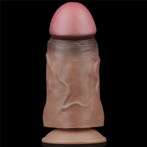 Суперширокий фаллос-мулат с мошонкой Lovetoy Silicone Cock 18 см