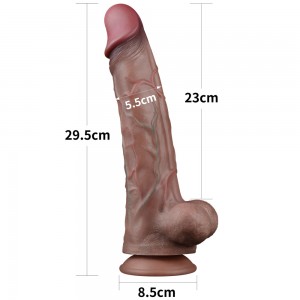 Реалистичный фаллос-мулат с рельефным стволом Lovetoy Silicone Cock 30 см (иной угол)