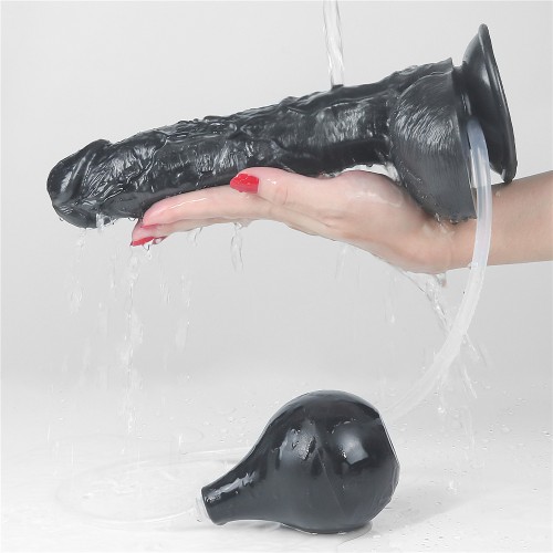 Черный фаллос с имитацией семяизвержения Lovetoy Squirt Extreme 26 см