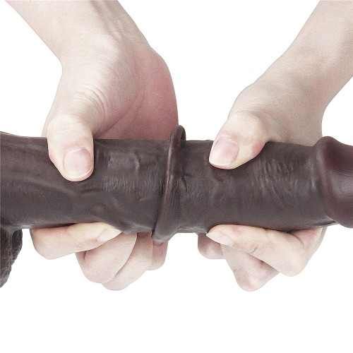 Черный фаллоимитатор на присоске Lovetoy Sliding-Skin Dual Layer Dong 24 см